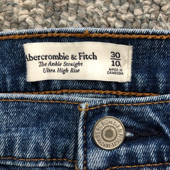 Abercrombie & Fitch A&R The Ankle Straight Ultra High Rise Jeans 30 10L 10 Long - Picture 4 of 5